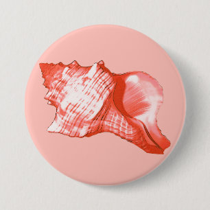 Bóton Redondo 7.62cm Esboço do escudo do Conch - o coral, descasca o