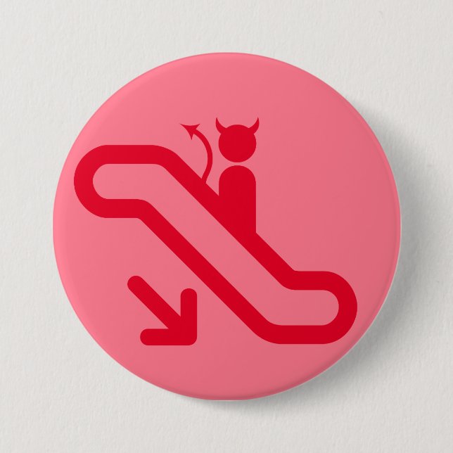 Bóton Redondo 7.62cm Escada rolante, nenhuma escadaria (Frente)