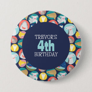 Bóton Redondo 7.62cm Espécies De Tubarões