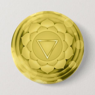 Bóton Redondo 7.62cm Espiritual - Yellow Solar Chakra Zen Yoga