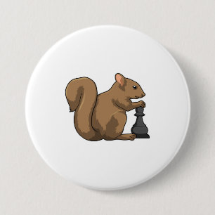 Bóton Redondo 7.62cm Esquilo no xadrez com bispo de xadrez