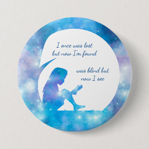 Bóton Redondo 7.62cm Estava Cego, Mas Agora Vejo... Botão