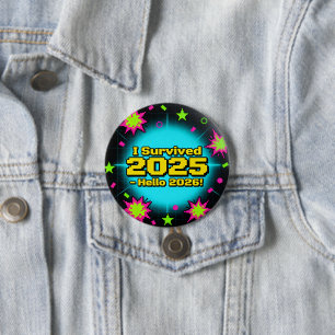 Bóton Redondo 7.62cm Estilo Retro Arcade "Sobrevivi ao ano de 2025 - Ol