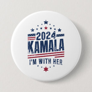 Bóton Redondo 7.62cm Estou Com Ela Kamala Vote Para 2024 Kamala-Harris