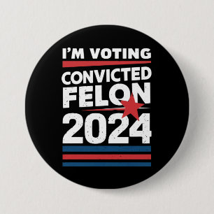 Bóton Redondo 7.62cm Estou votando no réu condenado pró Trump 2024