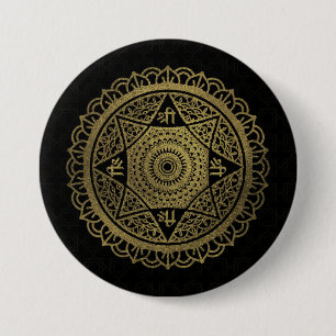 Bóton Redondo 7.62cm Estrela dourada de Lakshmi - Ashthalakshmi Sri