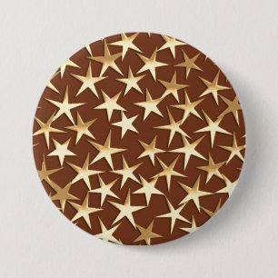 Bóton Redondo 7.62cm Estrelas Douradas de chocolate marrom