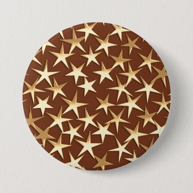 Bóton Redondo 7.62cm Estrelas Douradas de chocolate marrom (Frente)