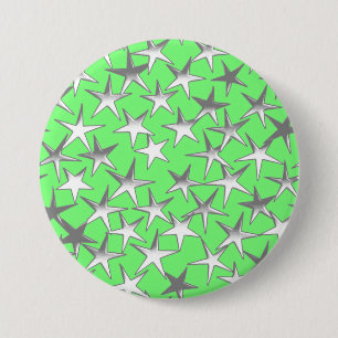 Bóton Redondo 7.62cm Estrelas prateadas no verde limão
