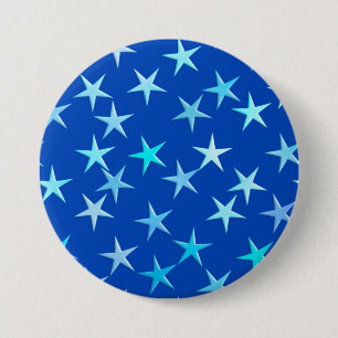 Bóton Redondo 7.62cm Estrelas satíricas, azul pálido sobre cobalto