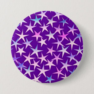 Bóton Redondo 7.62cm Estrelas satíricas, lavanda em roxo