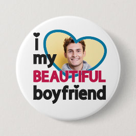 Bóton Redondo 7.62cm Eu adoro a minha bela foto namorado