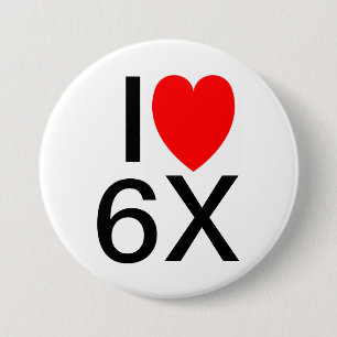 Bóton Redondo 7.62cm "EU AMO 6X" crachá/botão de slogan engraçado