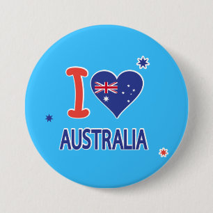 Bóton Redondo 7.62cm "EU AMO AUSTRÁLIA" Austrália dia o 26 de janeiro