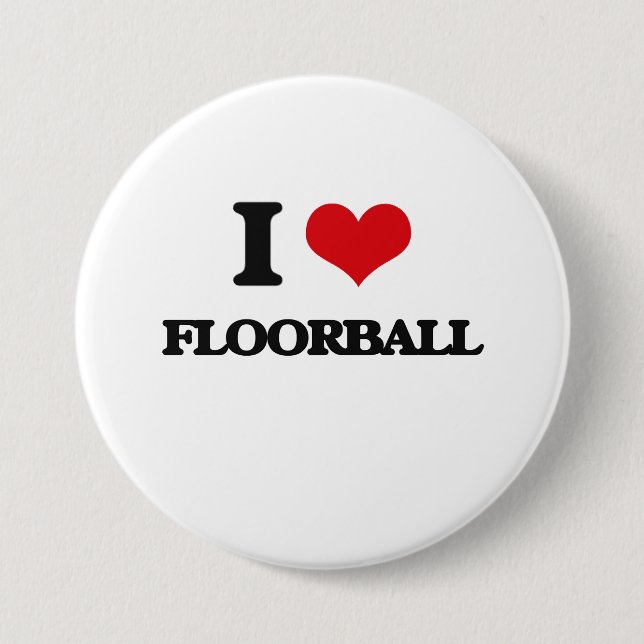 Bóton Redondo 7.62cm Eu amo Floorball (Frente)