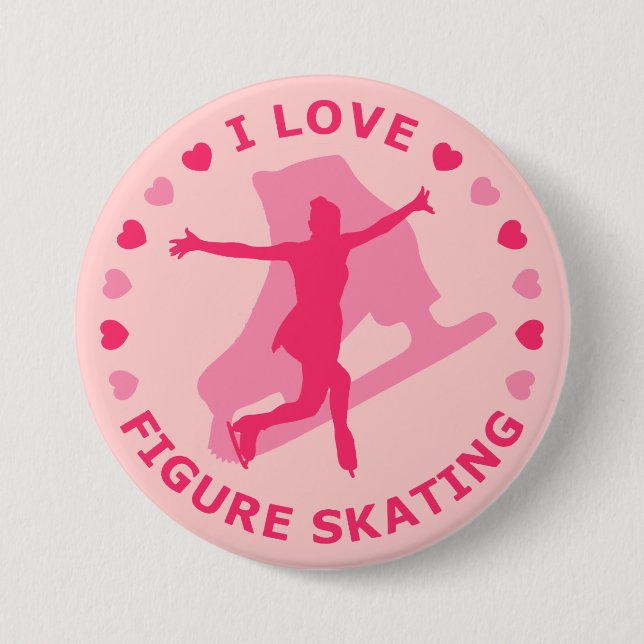 Bóton Redondo 7.62cm Eu amo o patinagem artística (Frente)