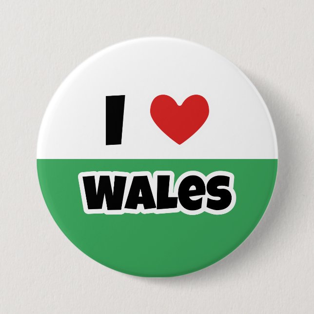 Bóton Redondo 7.62cm Eu amo Wales (Frente)
