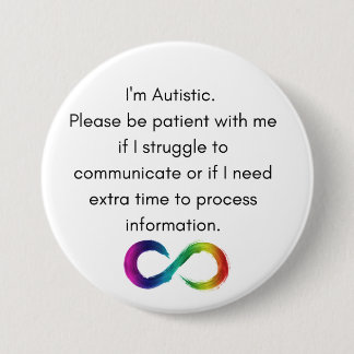 Bóton Redondo 7.62cm Eu sou autista. Botão Comunicação