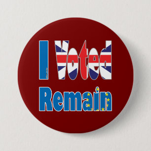 Bóton Redondo 7.62cm "Eu Voted permaneço" na UE para o referendo