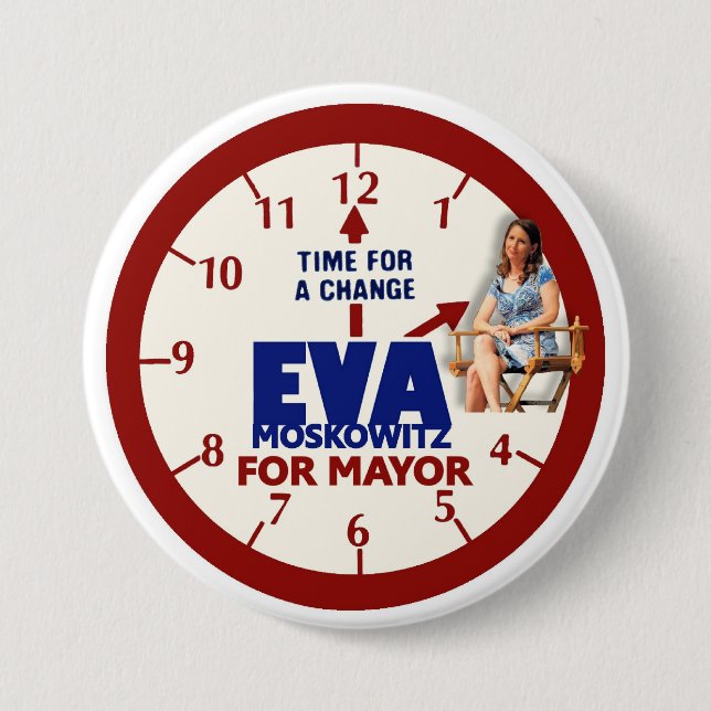Bóton Redondo 7.62cm Eva Moskowitz para o Mayor 2013 de NYC (Frente)