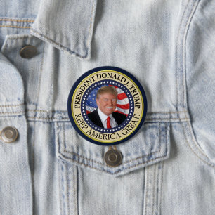 Bóton Redondo 7.62cm Excelente do Presidente Donald Trump 2020 Keep Ame