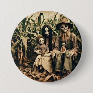 Bóton Redondo 7.62cm Família assustadora Scarecrow na foto horror de co