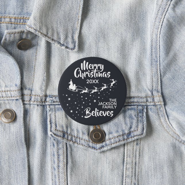 Bóton Redondo 7.62cm Família de Papais noeis de Natal (In Situ)