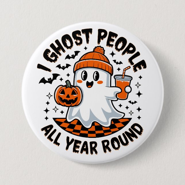 Bóton Redondo 7.62cm Fantasma engraçado de Halloween (Frente)