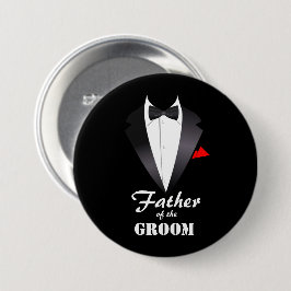 Bóton Redondo 7.62cm Father of the Groom with Tuxedo Shirt - Button