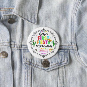 Bóton Redondo 7.62cm Favor de festa de aniversário de 1º ano First Fies