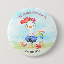 Bóton Redondo 7.62cm Fazenda de Chá de fraldas do Watercolor Girl Roost
