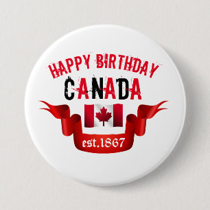 Bóton Redondo 7.62cm Feliz aniversario Canadá est. 1867 -