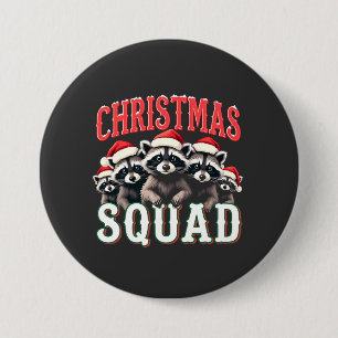 Bóton Redondo 7.62cm Feliz Natal Raccoon Santa Hat