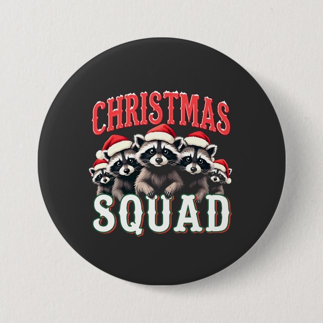 Bóton Redondo 7.62cm Feliz Natal Raccoon Santa Hat (Frente)
