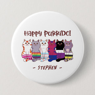Bóton Redondo 7.62cm Feliz Purride - Gatos do Orgulho LGBTQ