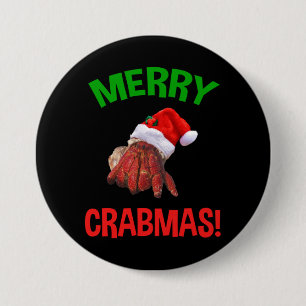Bóton Redondo 7.62cm Felizes de Natal! Feliz Natal Hermit Crab Lover