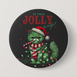 Bóton Redondo 7.62cm Feriado de Natal de Gato Engraçado