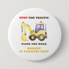 Bóton Redondo 7.62cm Festa de aniversário de Escavador de Caminhão de C