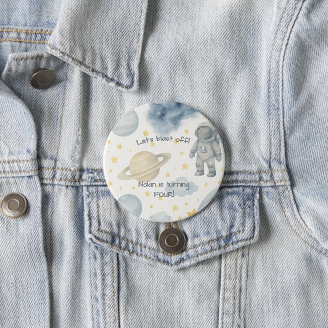 Bóton Redondo 7.62cm Festa de aniversário de Espaço Cósmico | Foguetes  (In Situ)