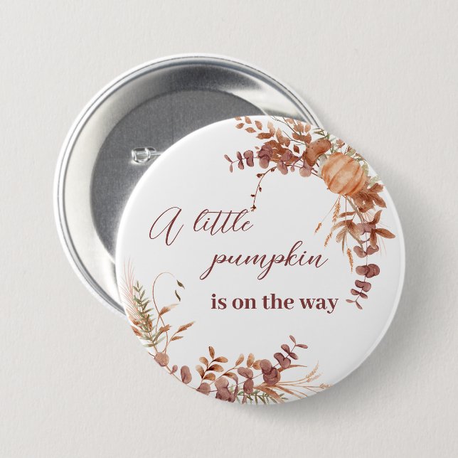 Bóton Redondo 7.62cm Festive Autumn Terracotta Baby Fox Pumpkin (Frente & Verso)