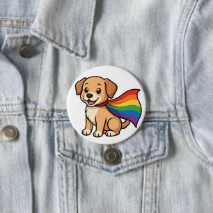 Bóton Redondo 7.62cm Filhote do Cabo Arco-íris – Design Orgulho LGBTQ++