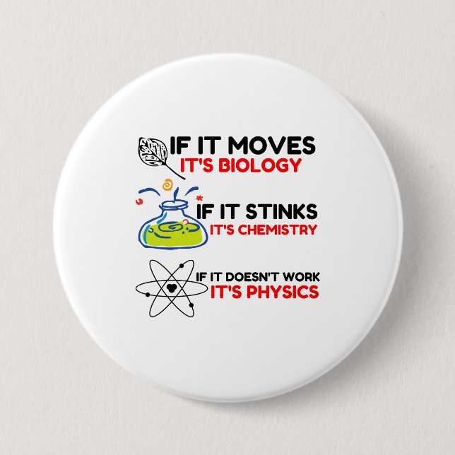 Bóton Redondo 7.62cm FÍSICA DA QUÍMICA BIOLÓGICA DA Ciência (Frente)