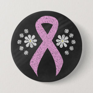 Bóton Redondo 7.62cm Fita de Sensibilização Rosa Chalkboard