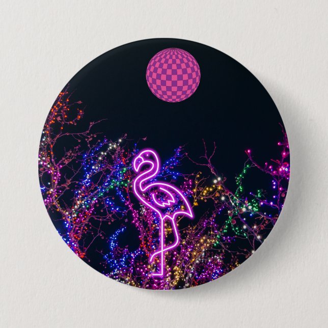 Bóton Redondo 7.62cm Flamingo na festa de dança. (Frente)