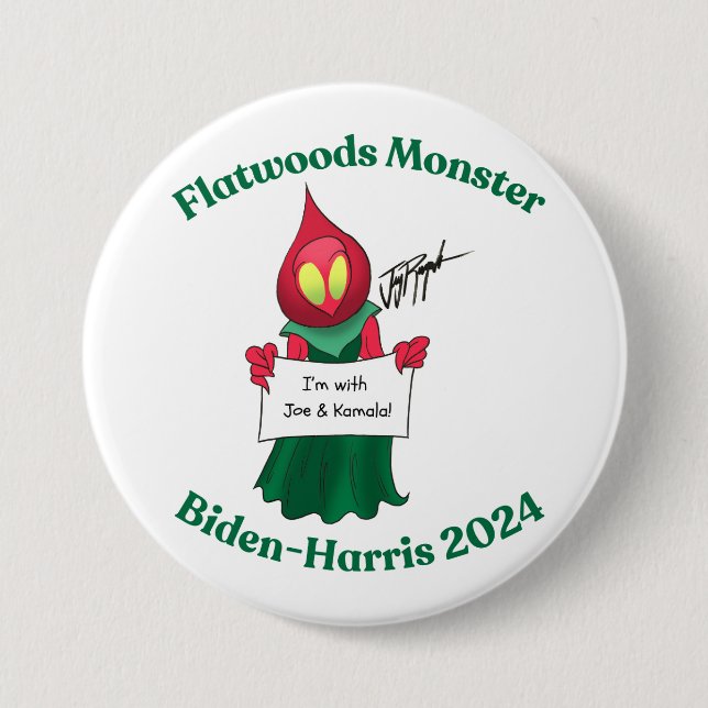 Bóton Redondo 7.62cm Flatwoods Monster Biden-Harris Pin (Frente)