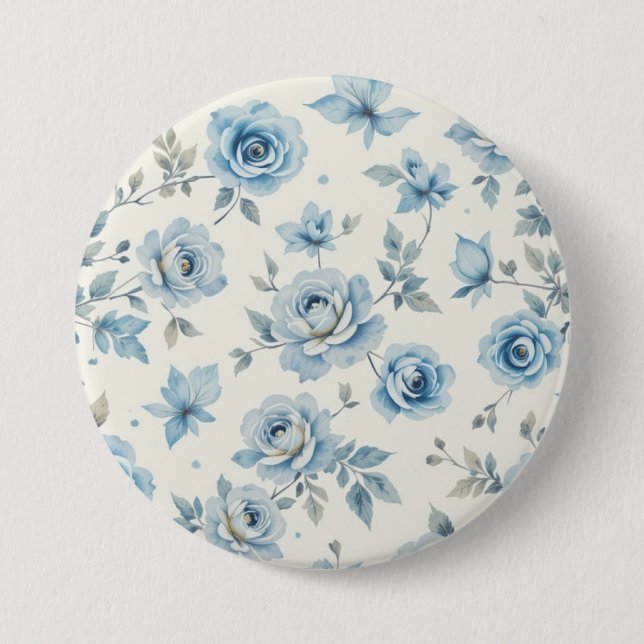 Bóton Redondo 7.62cm Flor azul (Frente)