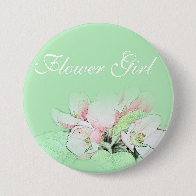 Bóton Redondo 7.62cm Flor de maçã de rosa claro bonito (Frente)