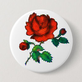 Bóton Redondo 7.62cm Flor de Rosa Meia-Tinta Arte Fina