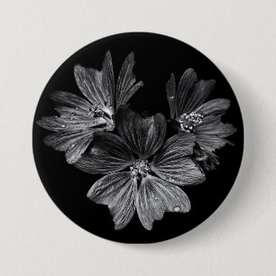Bóton Redondo 7.62cm Flores De Quintal A Preto E Branco N.O 11