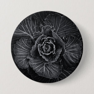Bóton Redondo 7.62cm Flores De Quintal A Preto E Branco No 108